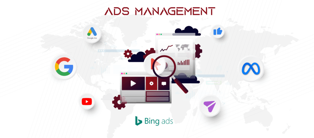 An illustration for PPC, Google Ads, Social Media Ads, and Amazon Ads Services